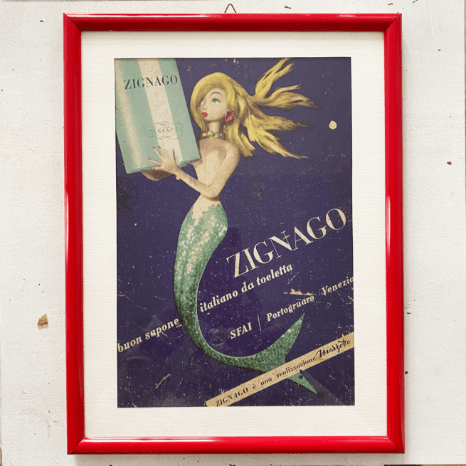 gerahmte Werbung Zignago Sapone
