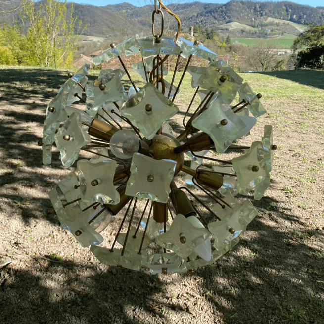 italienischer Kronleuchter mit handgeschliffenem Glas